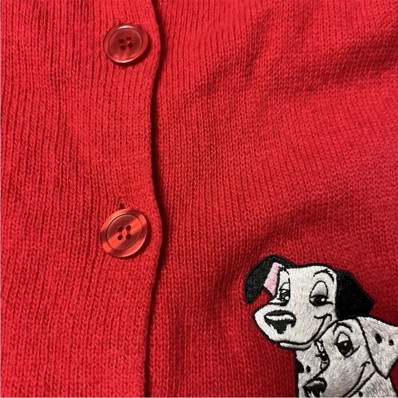 Vintage 90s Disney Store Red 101 Dalmatians Cardigan Sweater - Picture 12 of 16